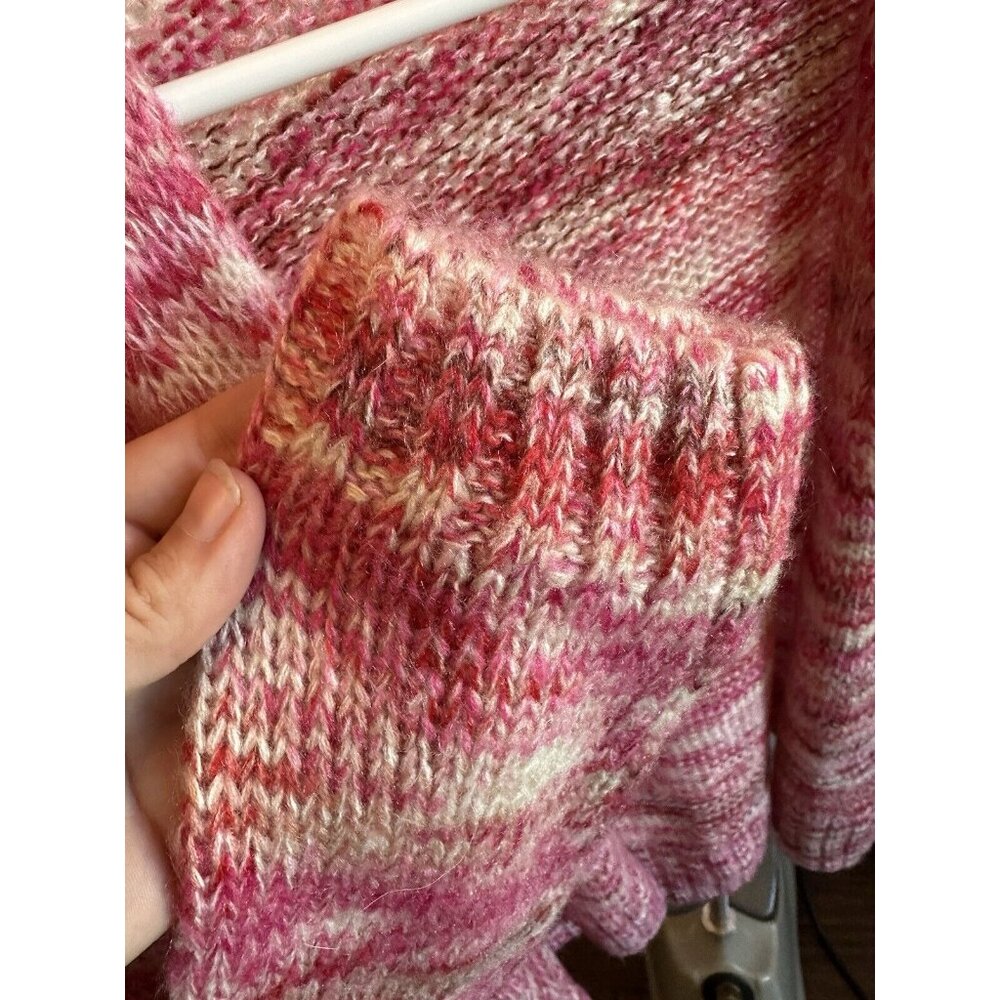 Loft Open Cardigan Sweater Womens Size Small Pink Red Marled Speckle Girly - Picture 3 of 5